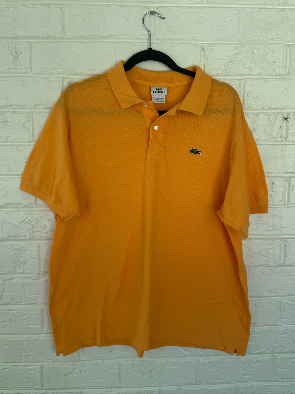 Lacoste Men’s Orange Short-Sleeve Polo Shirt with Crocodile Logo